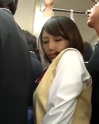 Shy and Innocent schoolgirl immediately molested in the train without notice