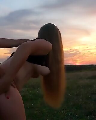 Quick Rough Outdoor Sex     Hot Sunset With Butt Plug In My Ass And A Big Cock In My Pussy