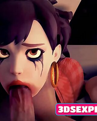 Cartoon Gentle DVa Gets a Big Cock in Her Little Mouth